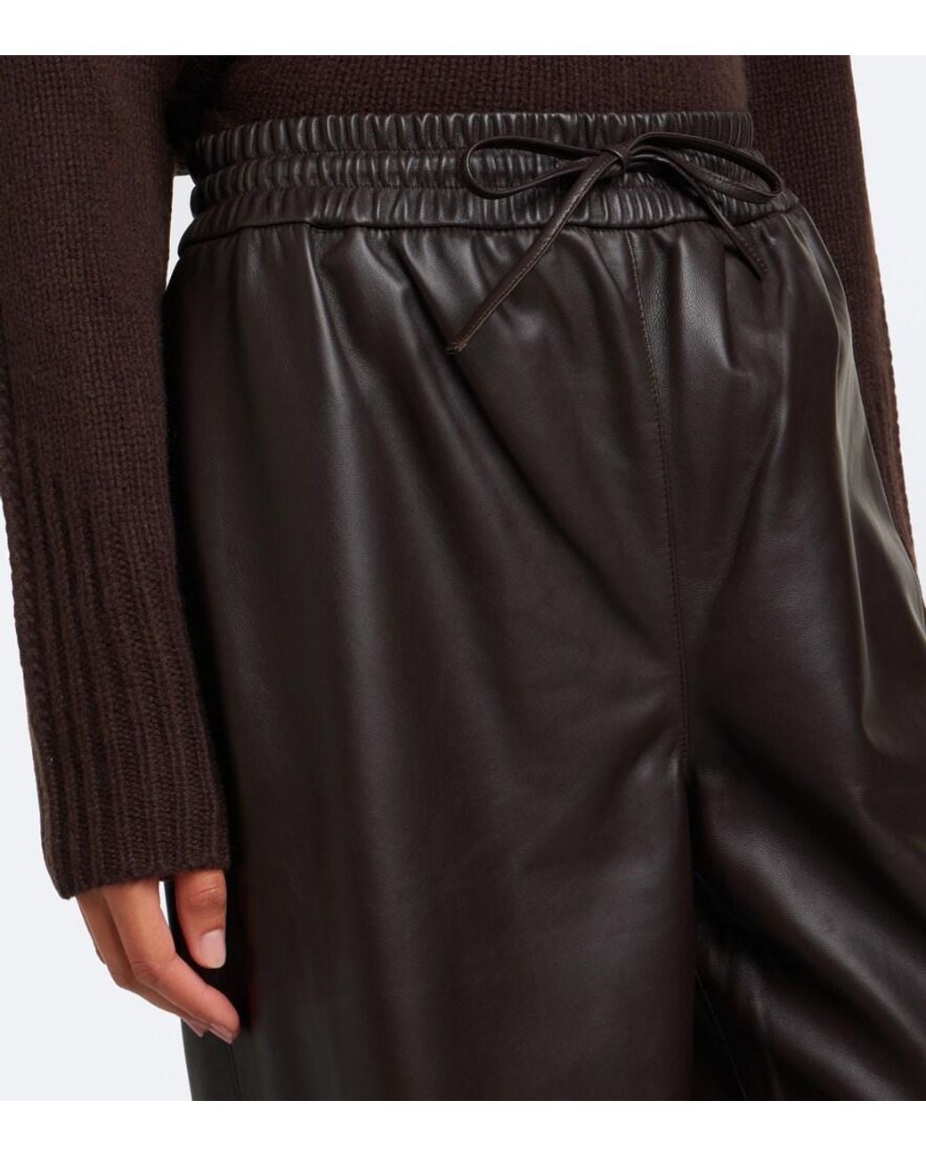 Joseph Black Nat Leather Barrel-Leg Pants