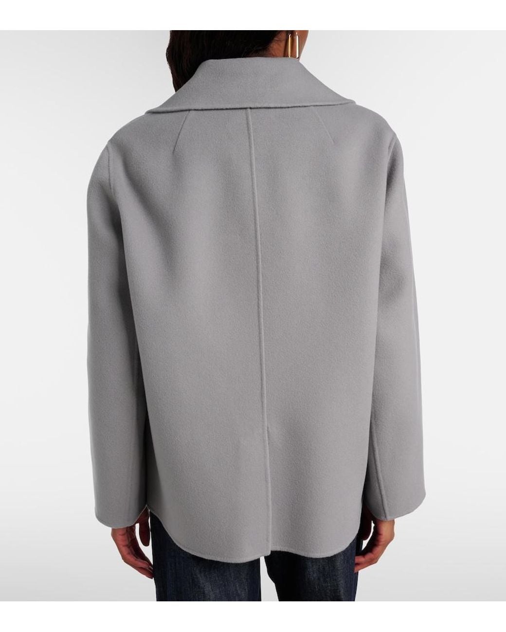 Max Mara Gray Margot Double-Breasted Virgin Wool Jacket