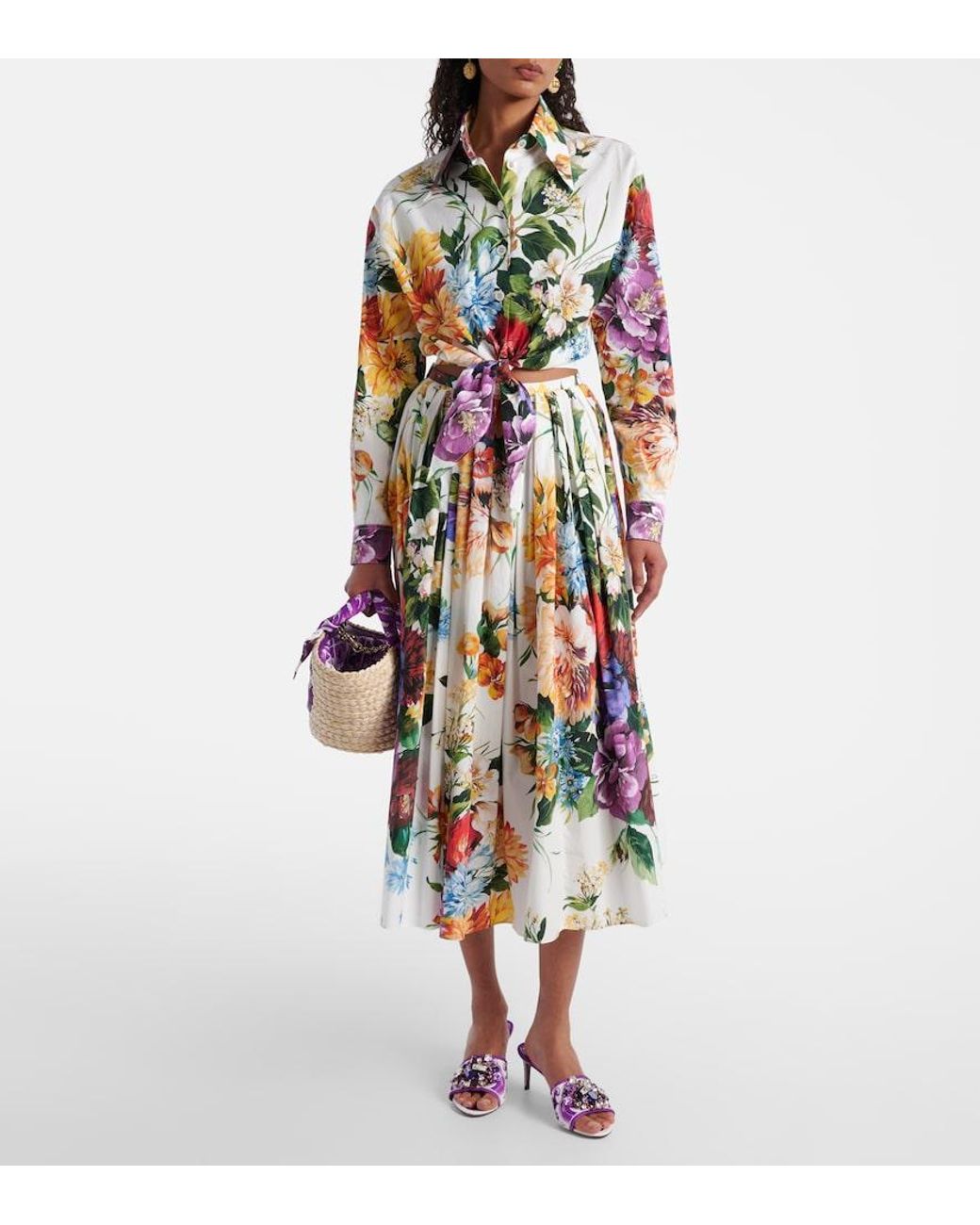 Dolce & Gabbana Purple Brocade Mules With Jewel Embroidery