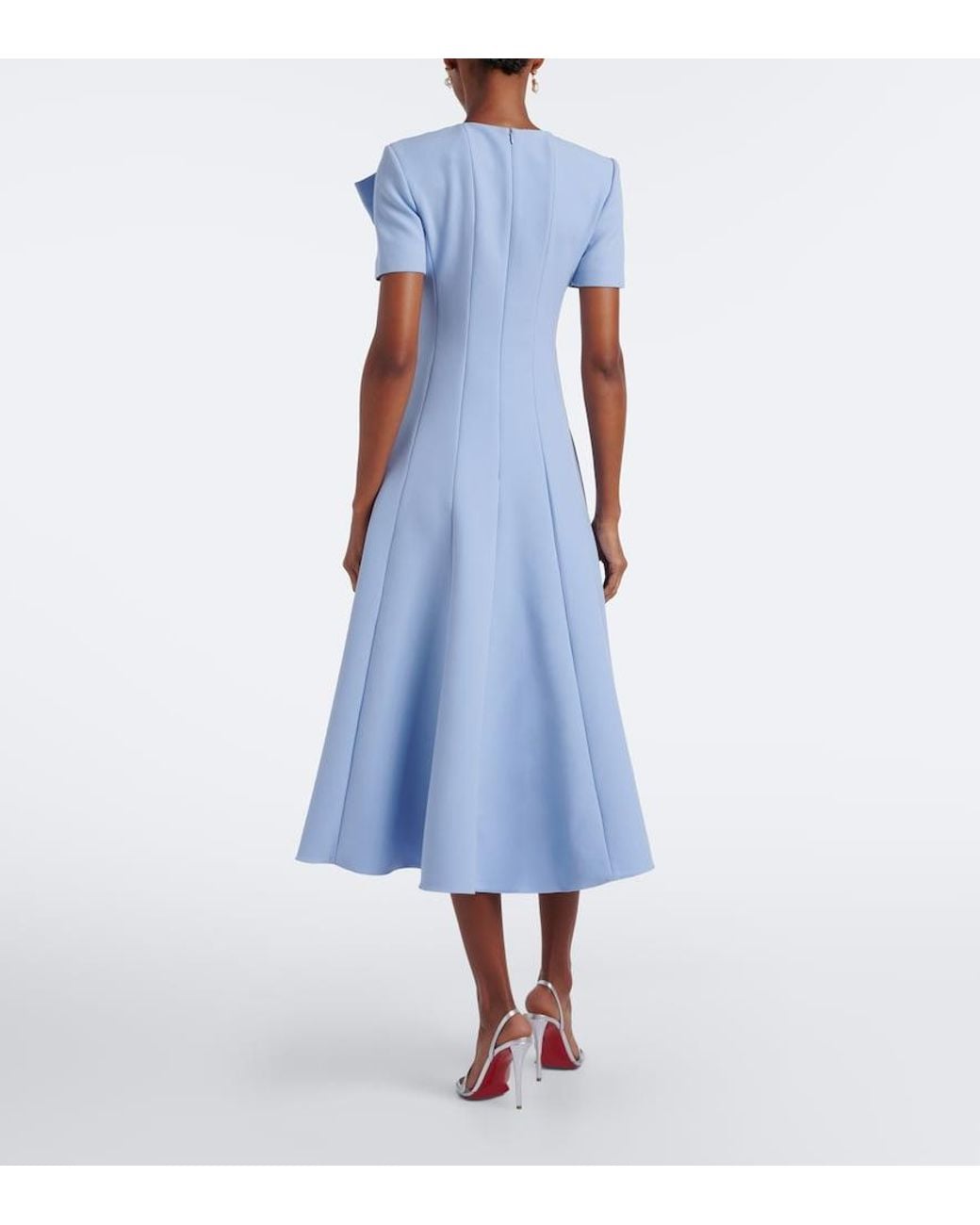 Roland Mouret Blue Bow-Detail Crepe Cocktail Dress