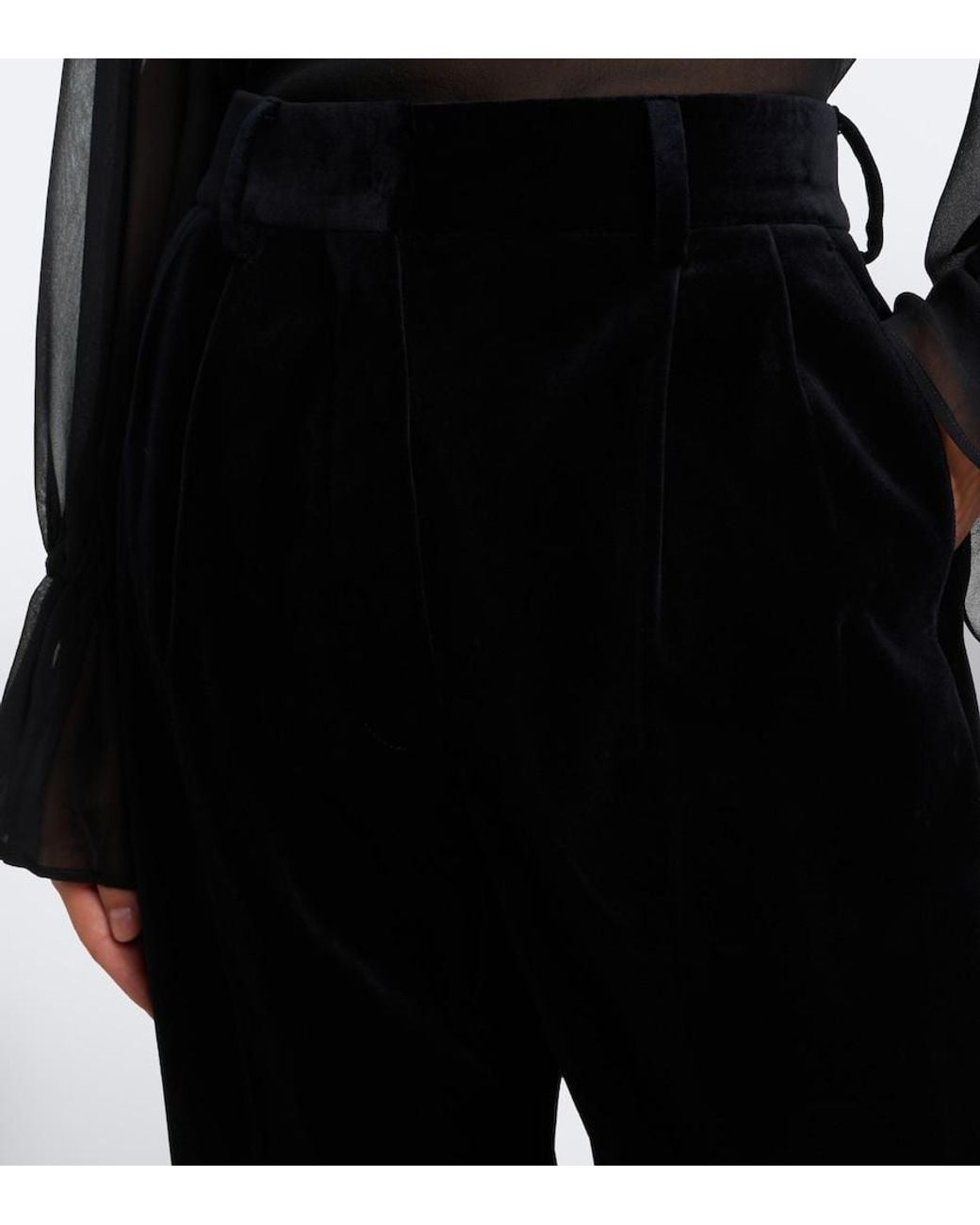 Blazé Milano Black Fox Pleated Cotton Velvet Straight Pants