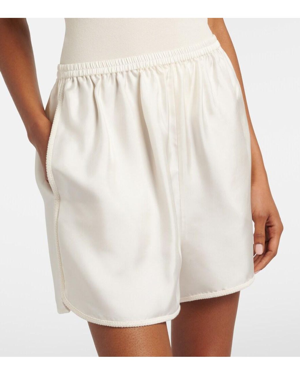 Rohe White Silk Shorts