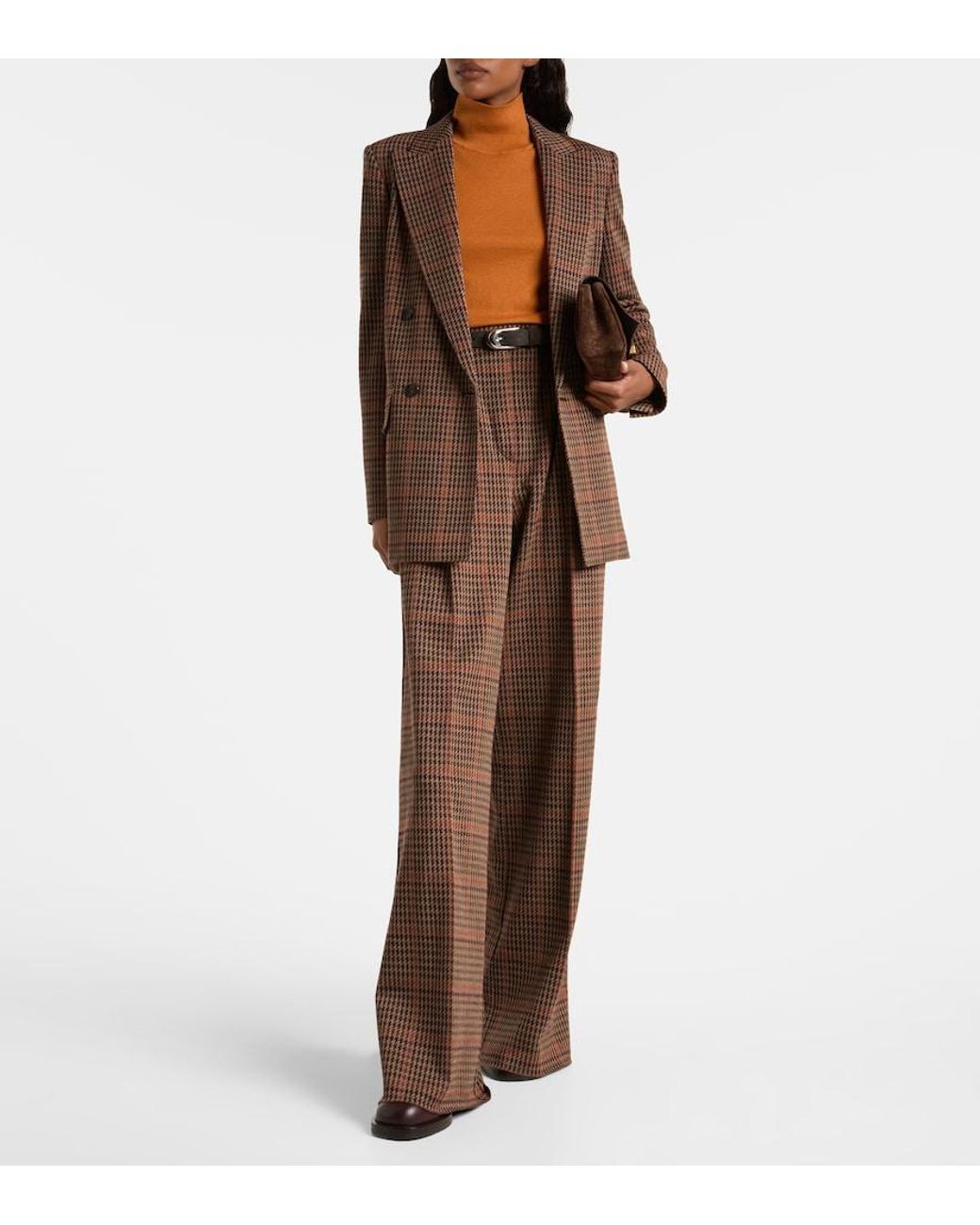 Max Mara Brown Seggio Wool And Cotton Jersey Wide-Leg Pants