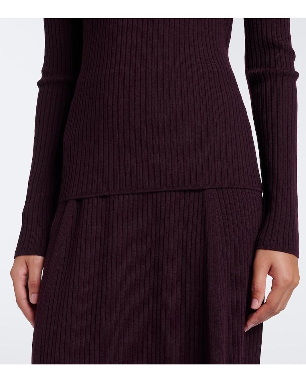 Joseph Purple Ribbed-Knit Wool-Blend Polo Sweater