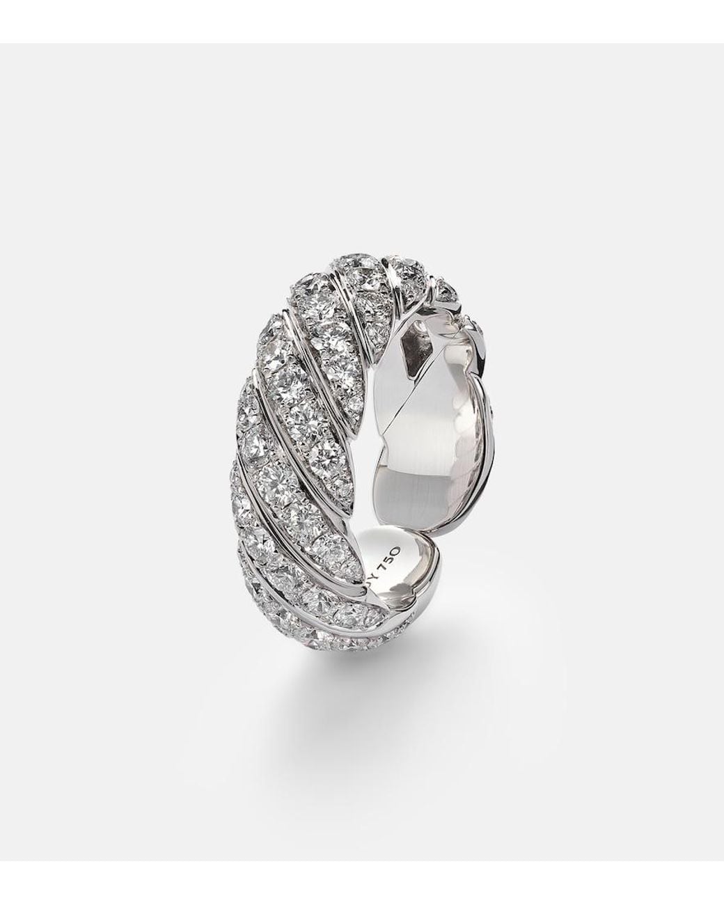 David Yurman White Sculpted Cable 18Kt Ring With Diamonds