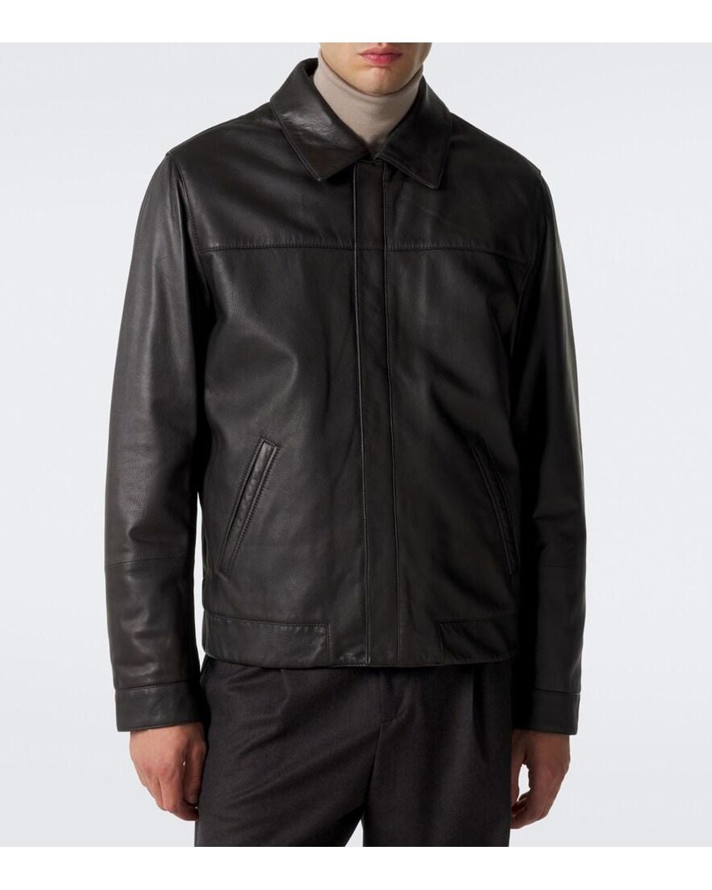 Thom Sweeney Black Leather Jacket for men