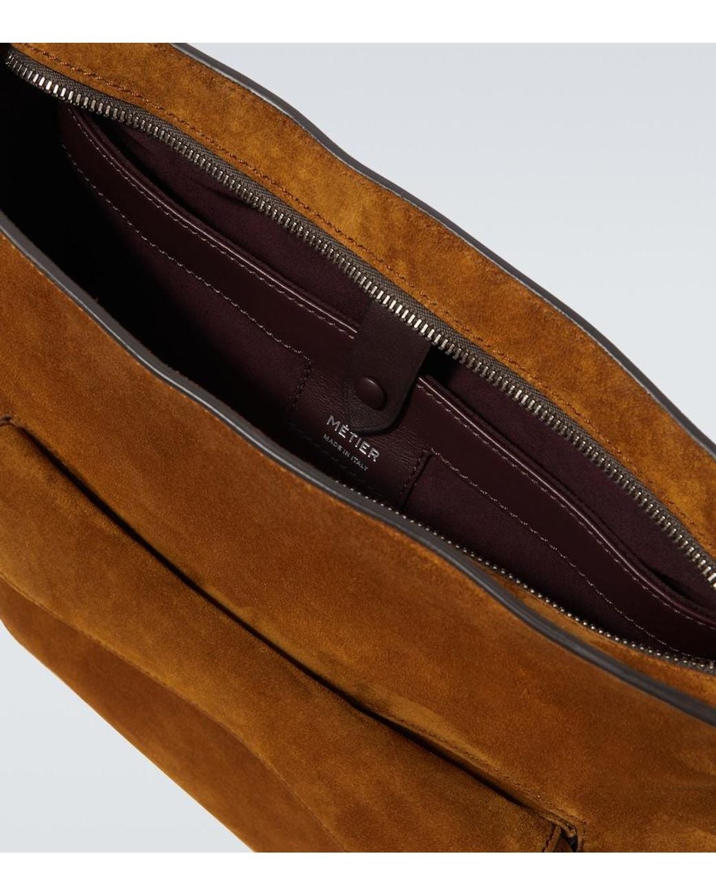 Metier Brown Slide Suede Messenger Bag for men
