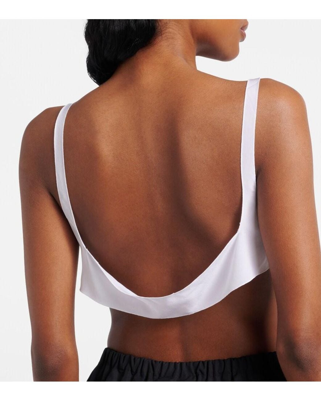 Prada White Silk Crepe De Chine Bra Top