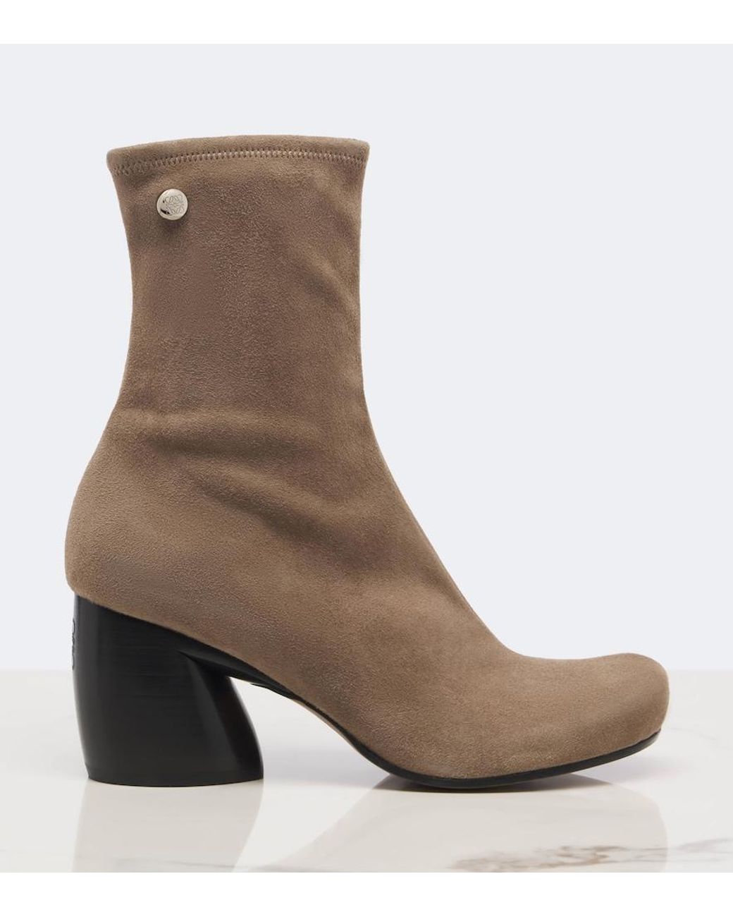 Loewe Brown Oval Suede Ankle Boots