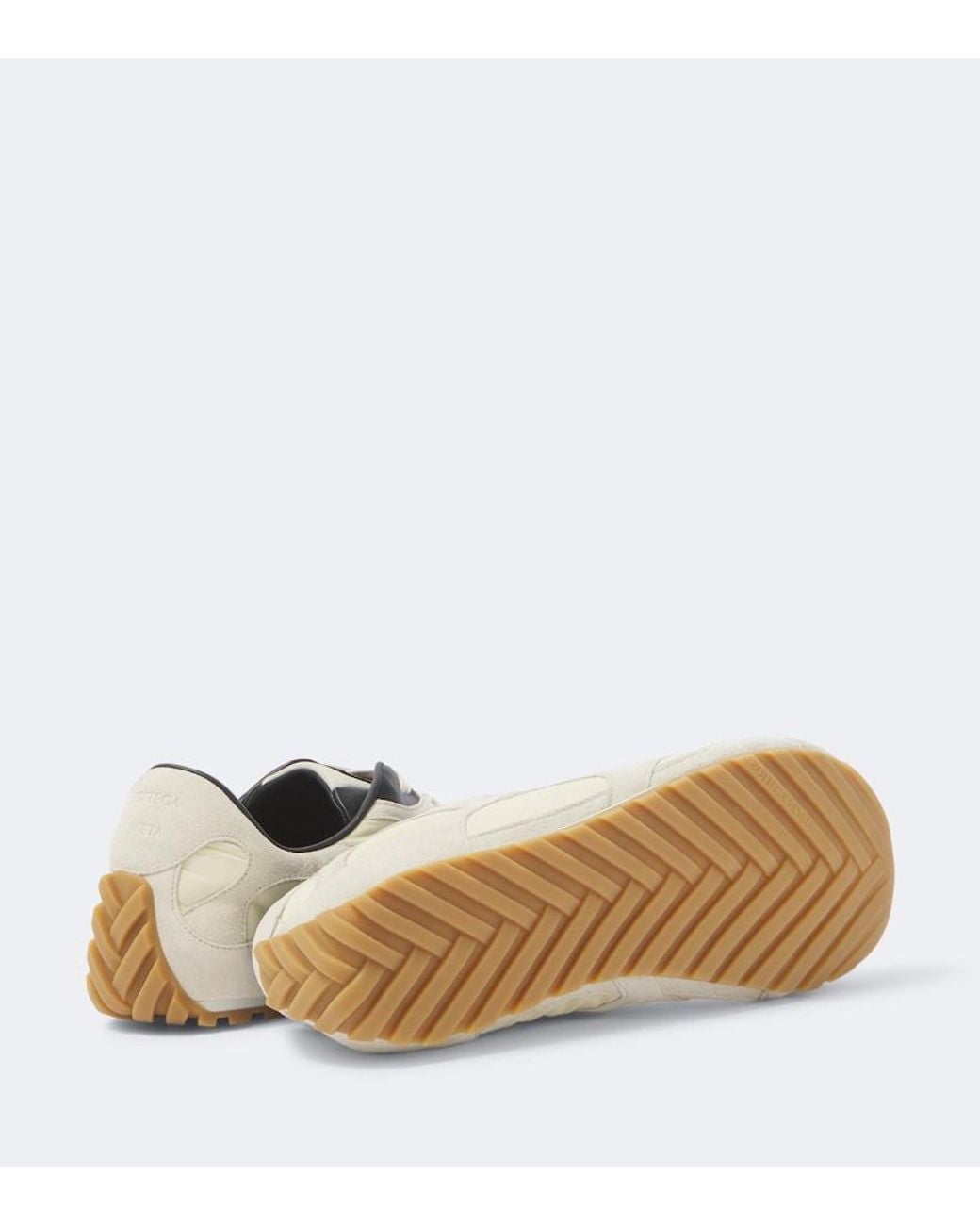 Bottega Veneta White Orbit Flash Suede-Trimmed Sneakers for men