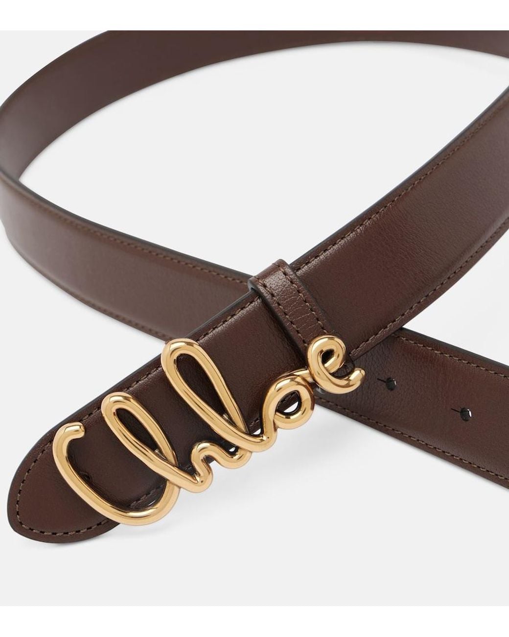 Chloé Brown Iconic Embellished Leather Belt