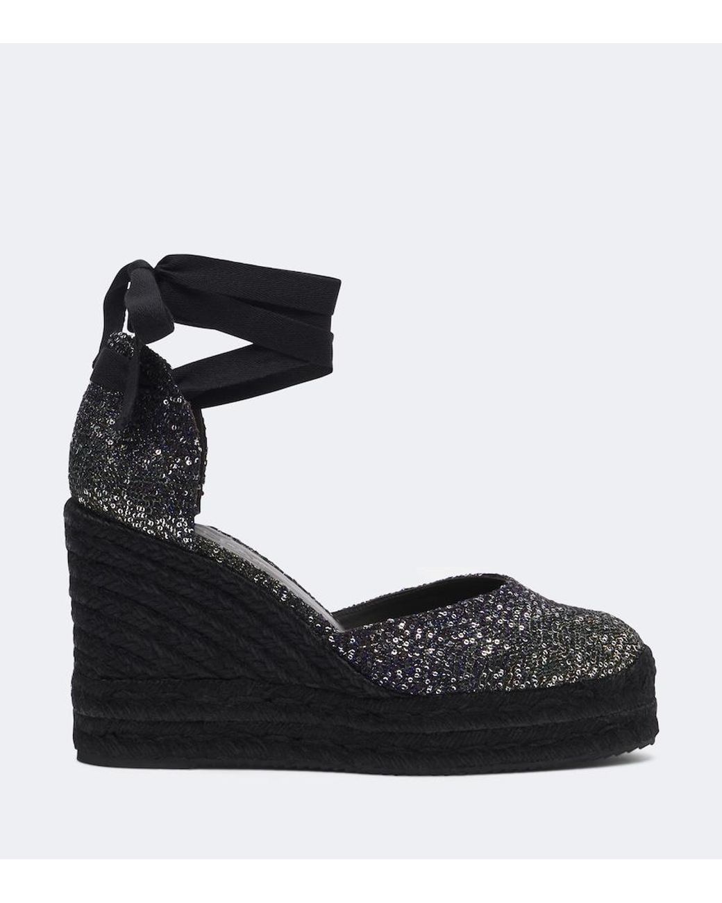 Missoni Black Eva Sequined Espadrille Wedges