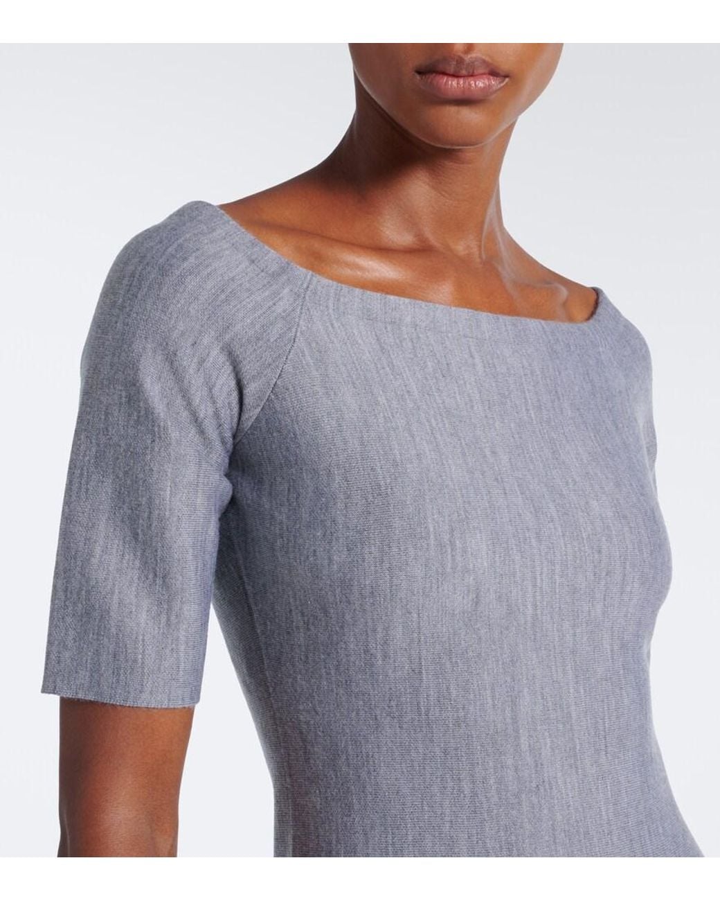 Gabriela Hearst Gray Vivia Wool, Silk, And Cashmere Midi Dress