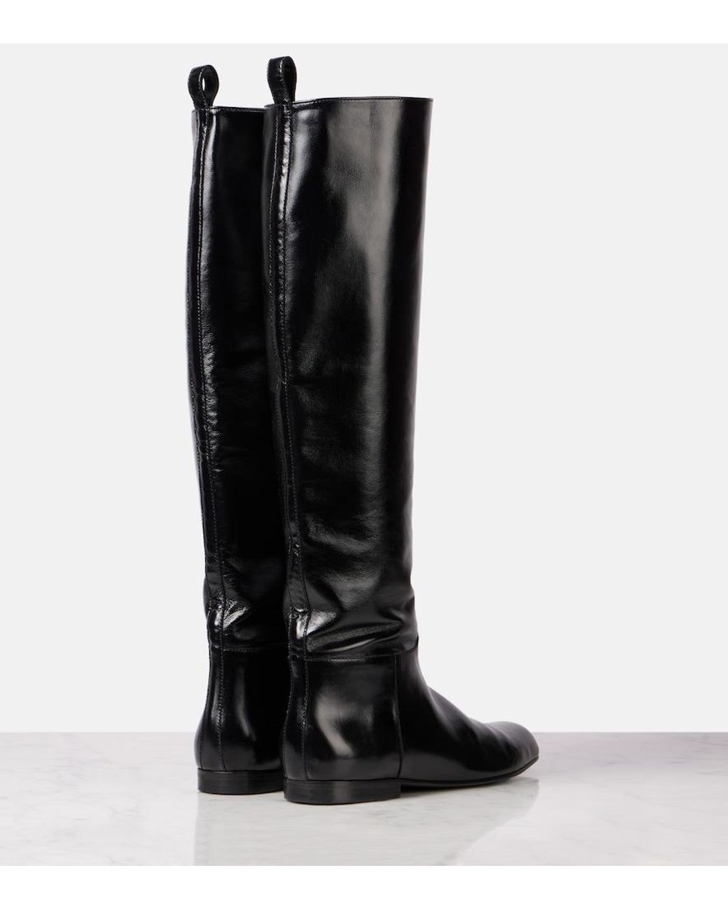 Khaite Black Colt Leather Knee-High Boots