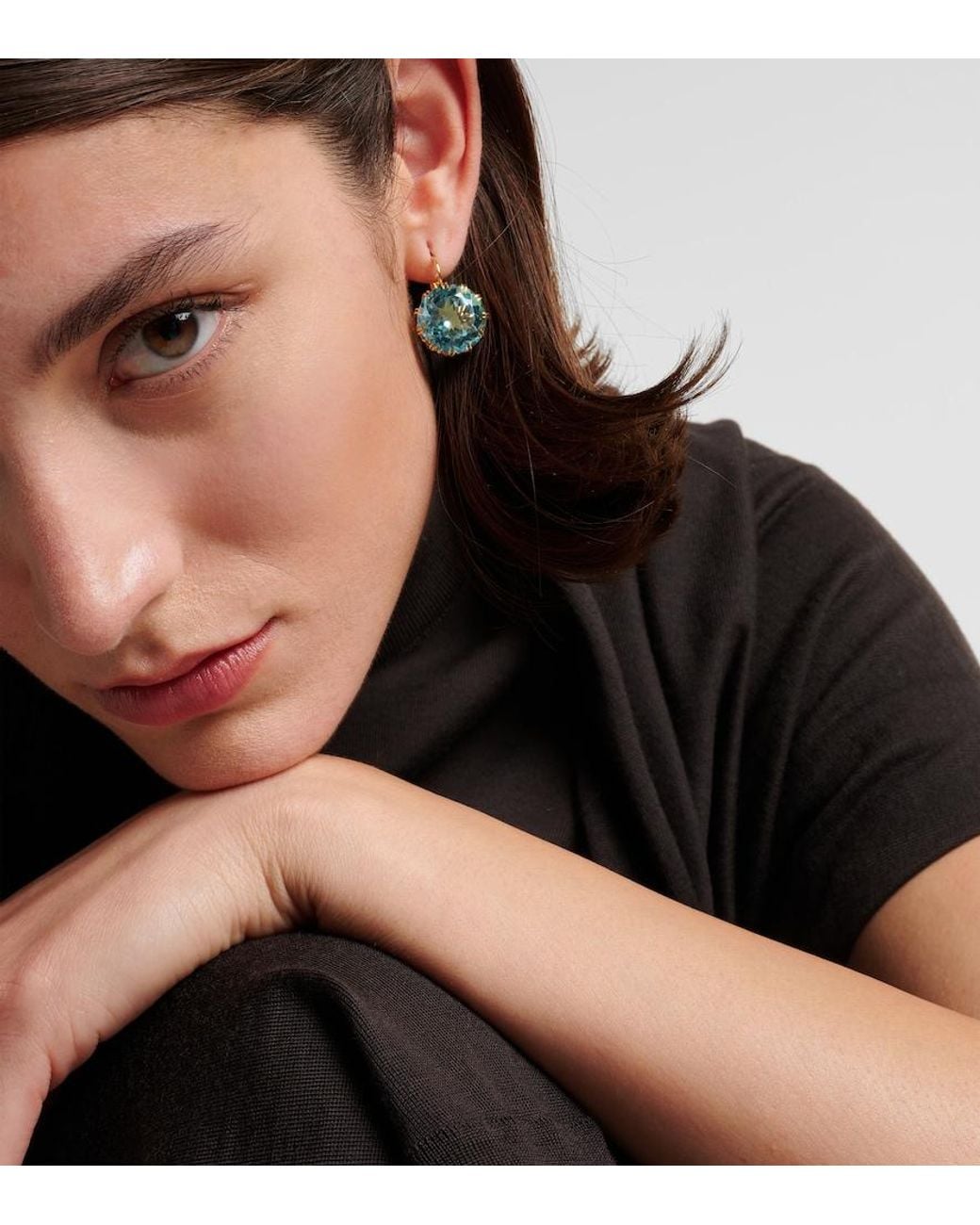 Ileana Makri Blue 18kt Gold Earrings With Topaz
