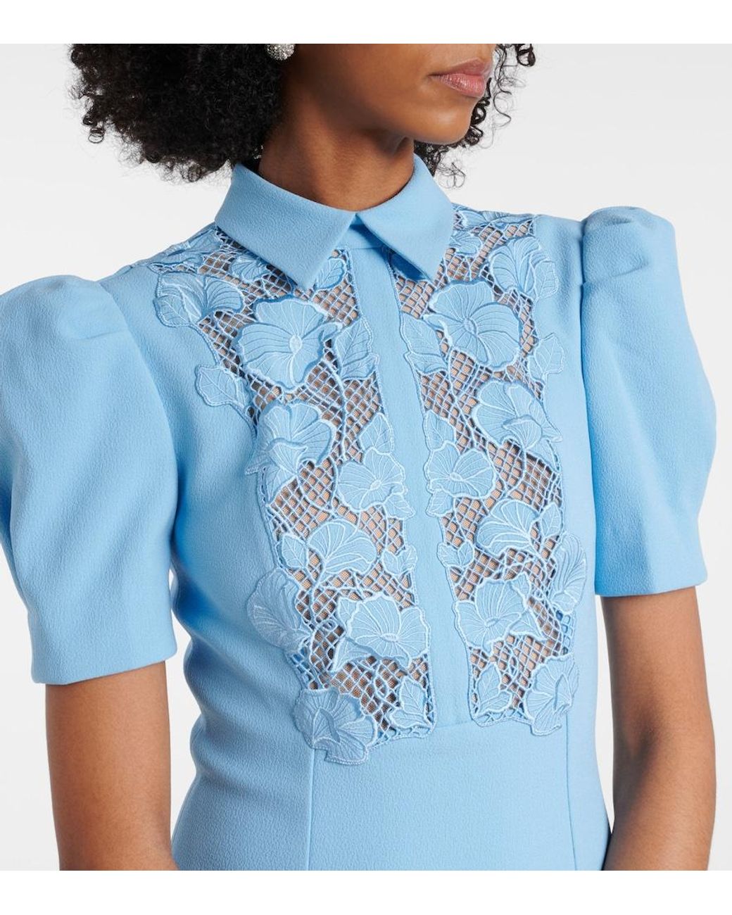 Rebecca Vallance Blue Skye Lace-Trimmed Crepe Minidress
