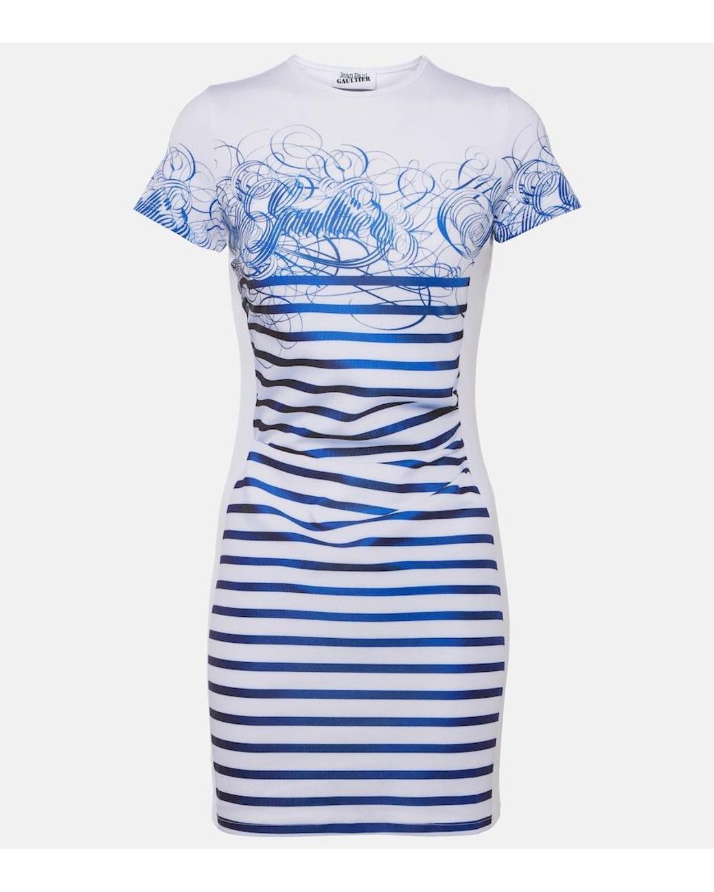 Jean Paul Gaultier Blue Striped-Print Mini Dress