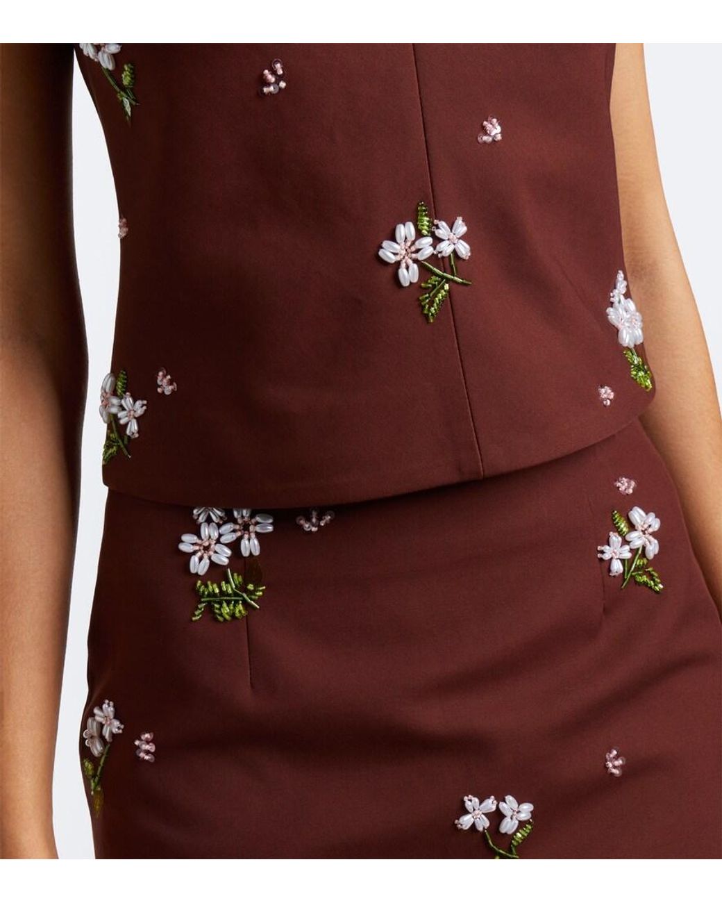 ShuShu/Tong Brown Embellished Halterneck Cotton Top