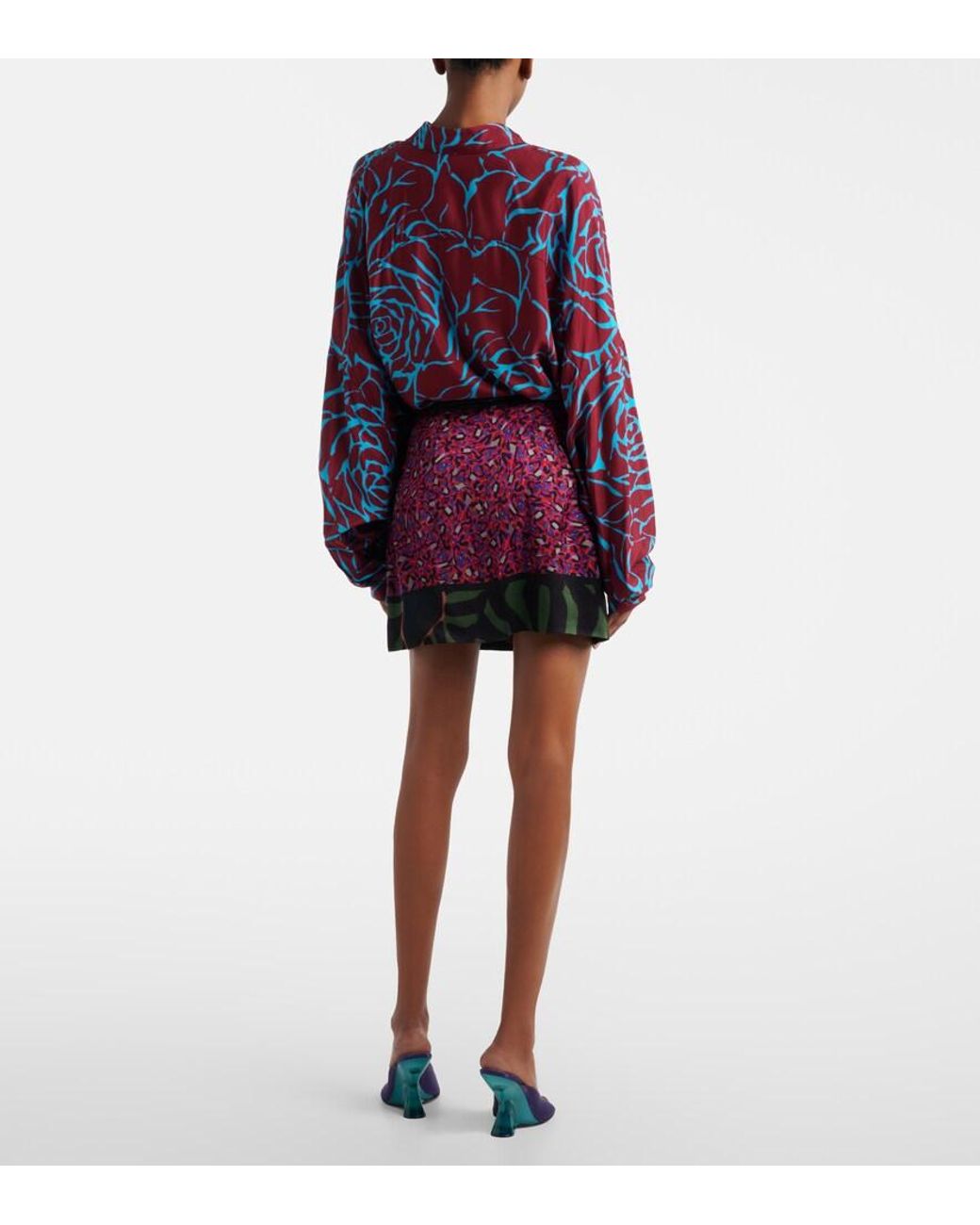 Dries Van Noten Purple Printed Wrap Skirt