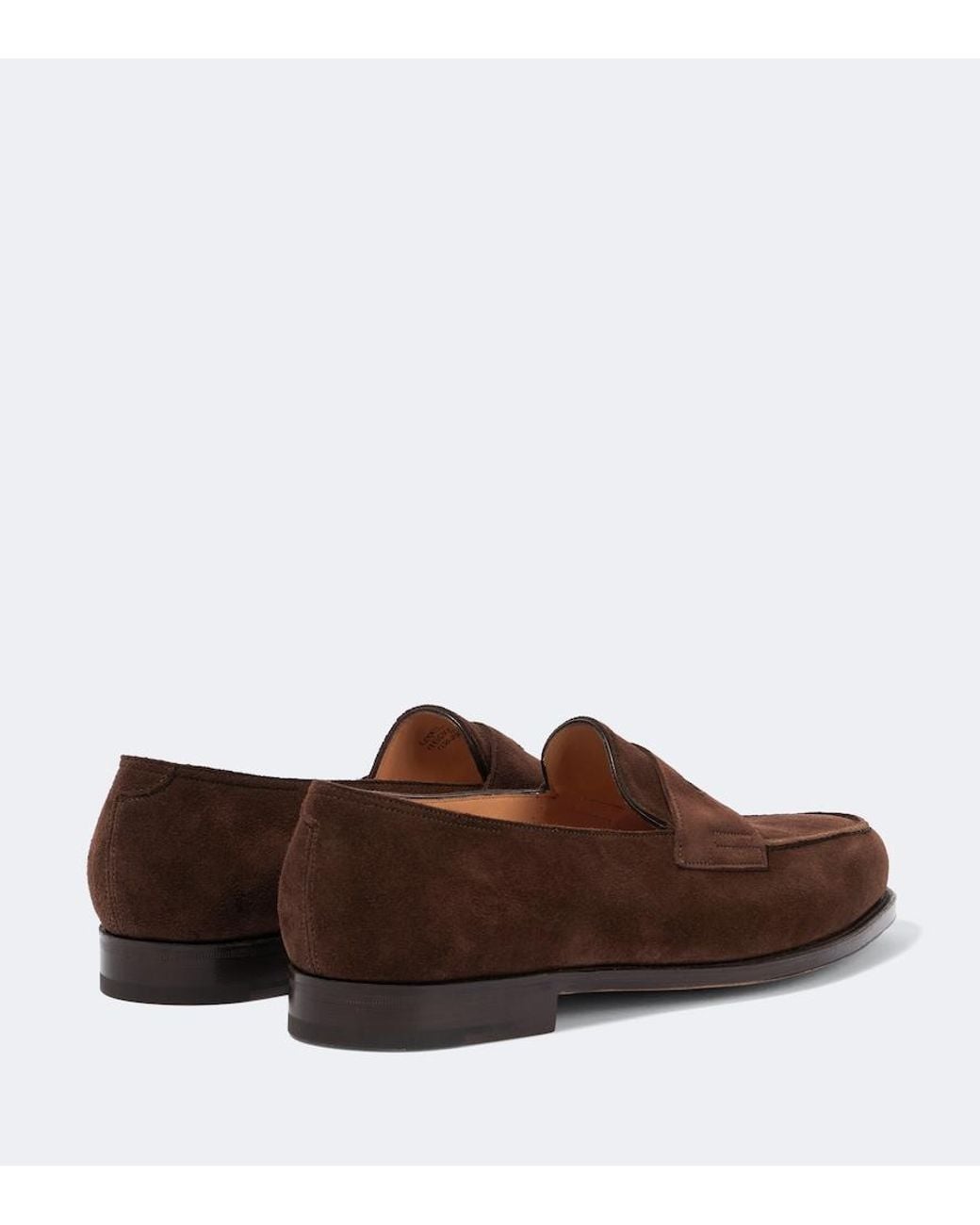 John Lobb Brown Lopez Suede Penny Loafers for men