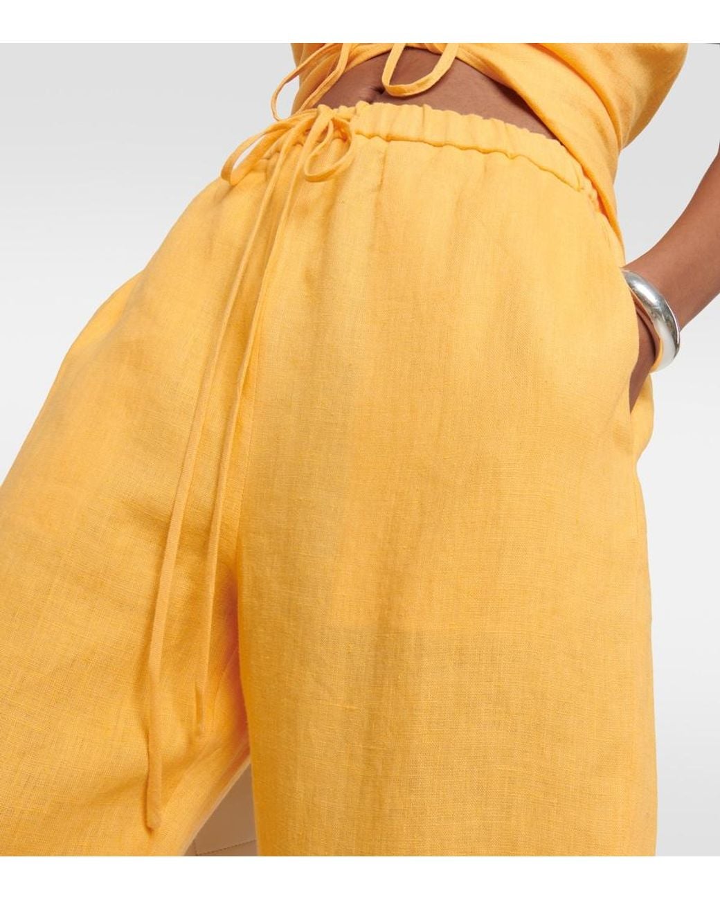 Nanushka Orange Straight-Leg Linen Pants
