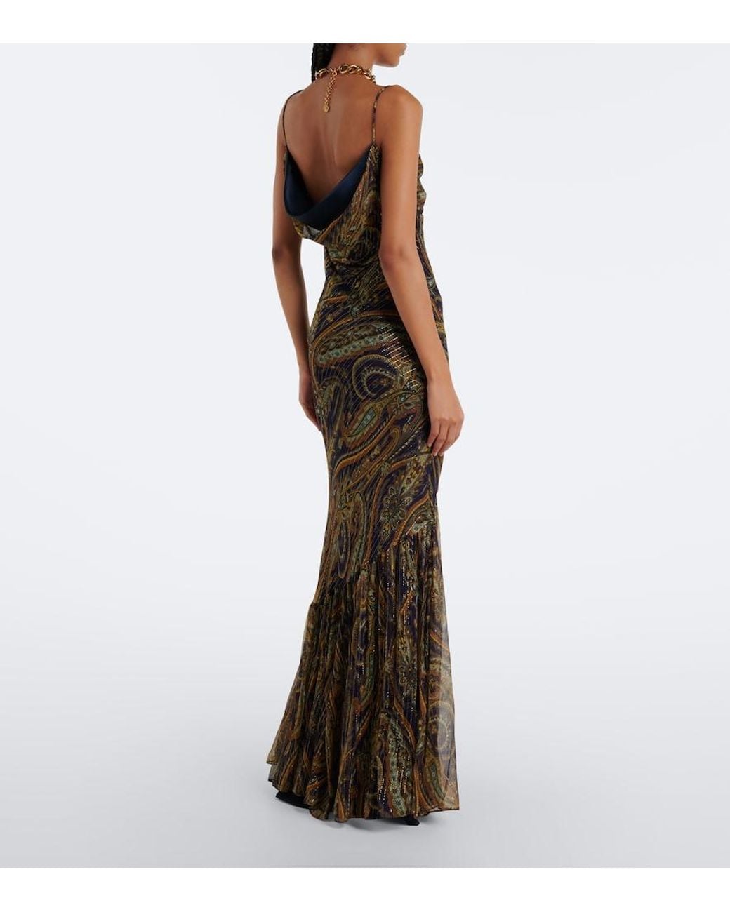 Etro Natural Paisley Silk-Blend Chiffon Gown