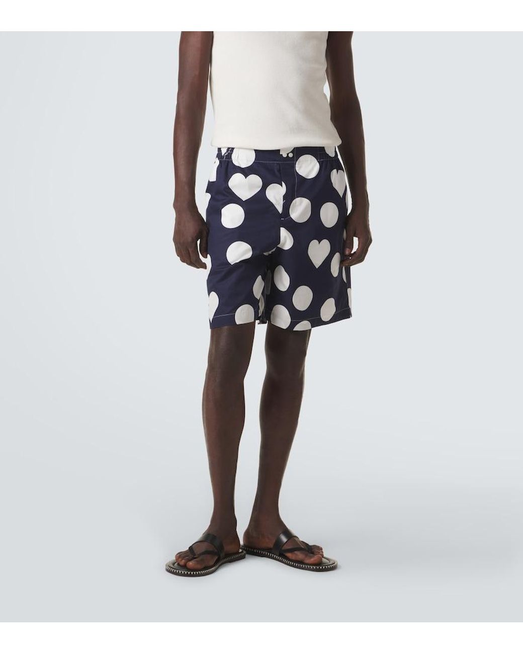 Jacquemus Blue Calecon Polka-Dot Cotton Poplin Shorts for men