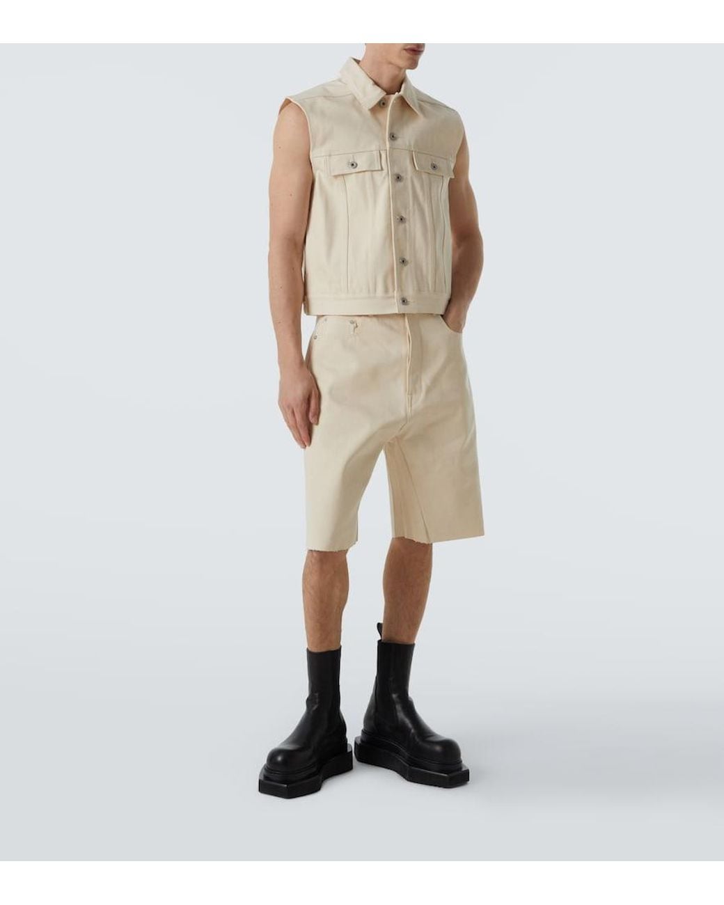 Rick Owens Natural Drkshdw Denim Shorts for men