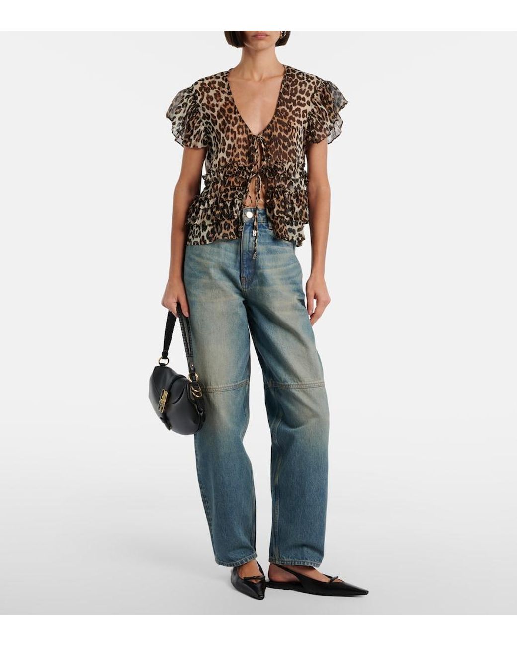 Ganni Blue Stary Barrel-Leg Jeans