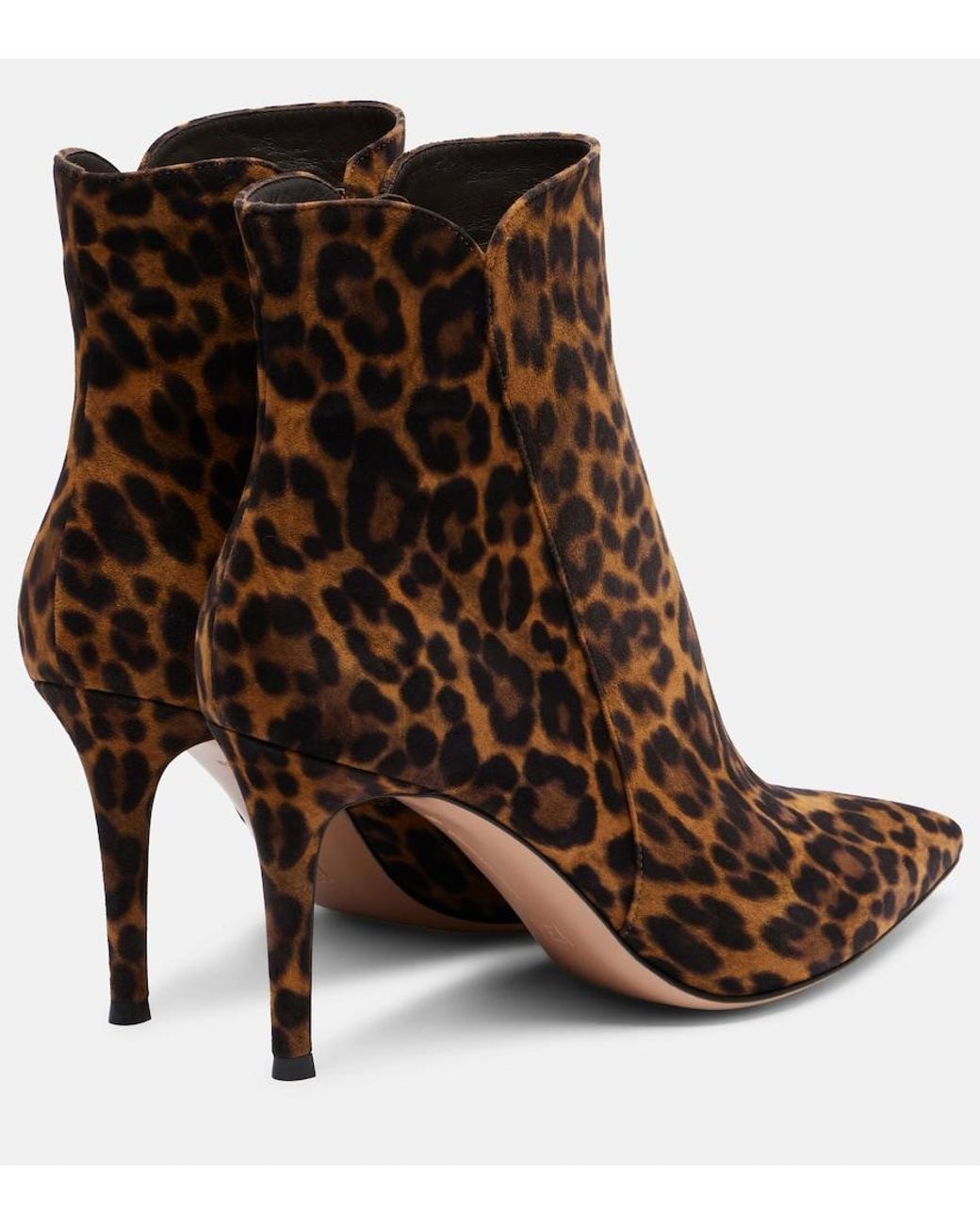 Gianvito Rossi Brown Levy 85 Leopard-Print Suede Ankle Boots