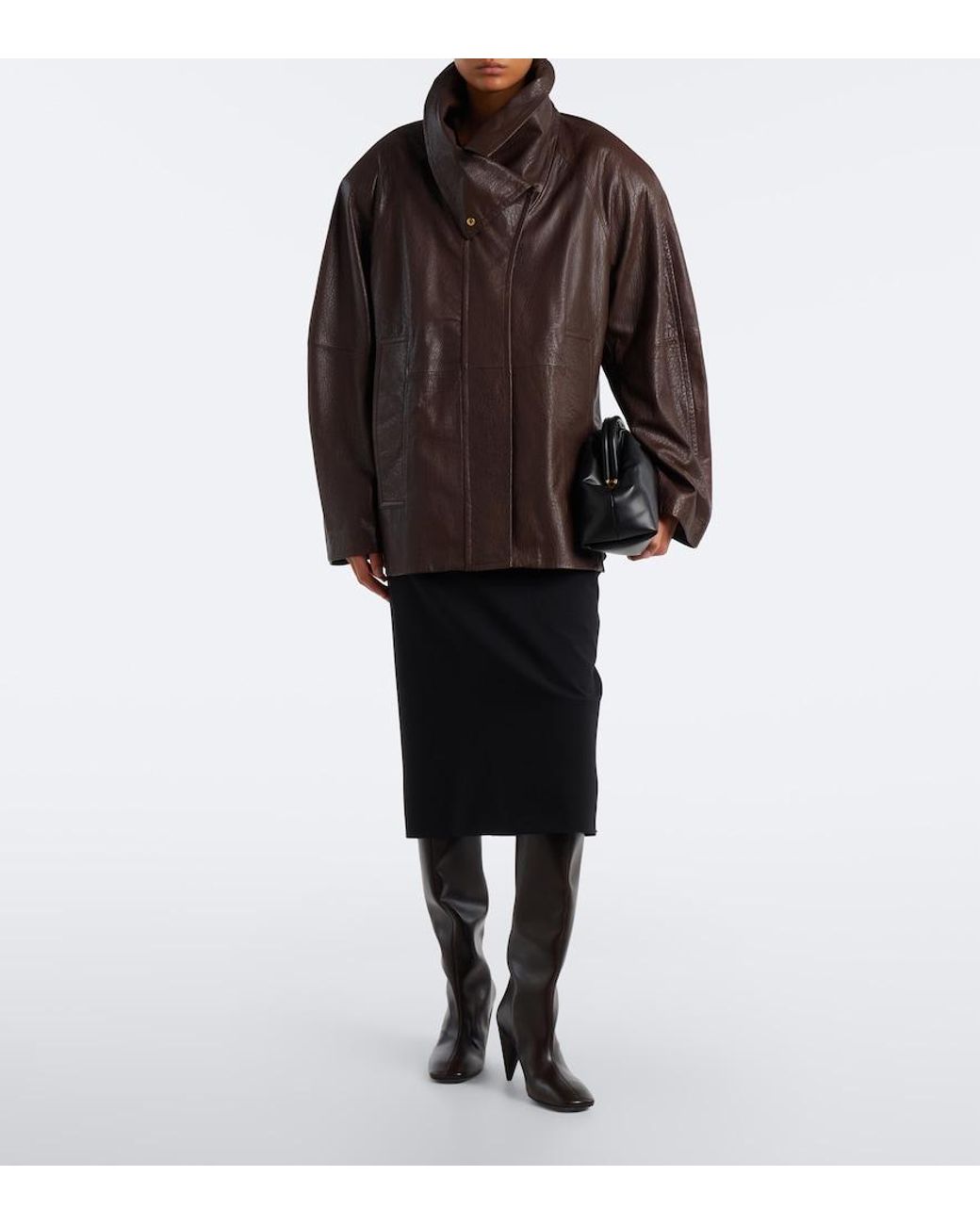 Sportmax Brown Belted Leather Jacket