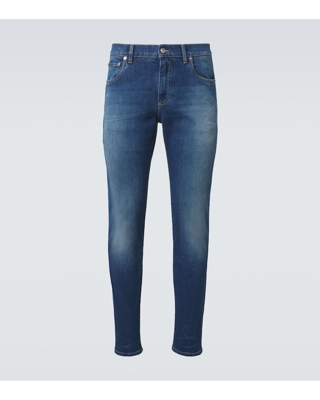 Dolce & Gabbana Blue Mid-Rise Slim Jeans for men