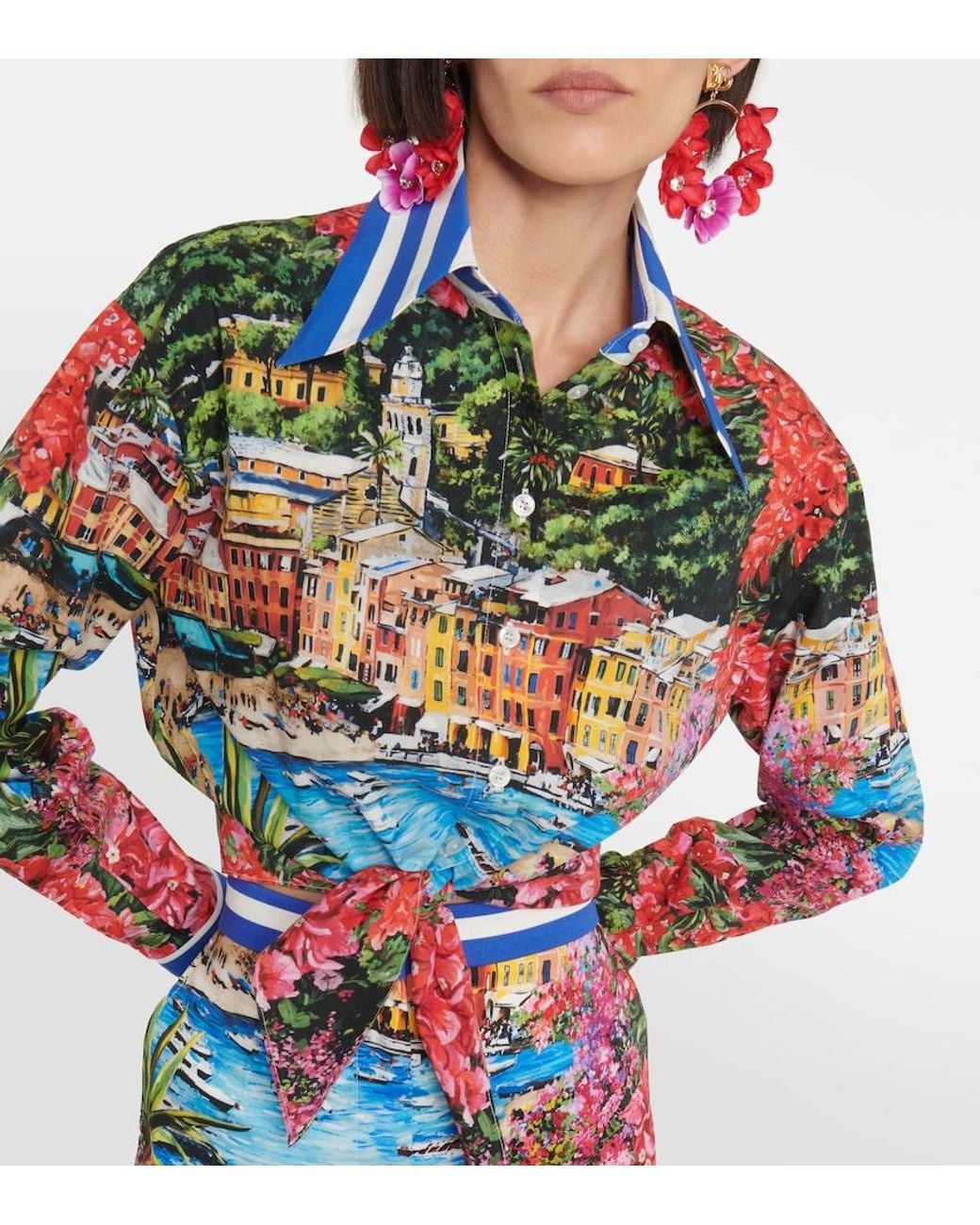Dolce & Gabbana Red Portofino Printed Cotton Jersey T-Shirt