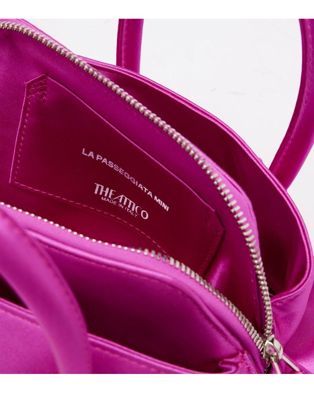 The Attico Pink La Passeggiata Mini Satin Top-Handle Bag