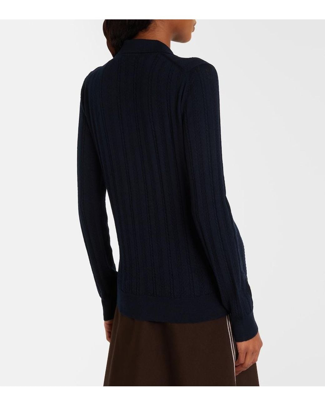 Miu Miu Blue Open-Knit Cashmere Cardigan
