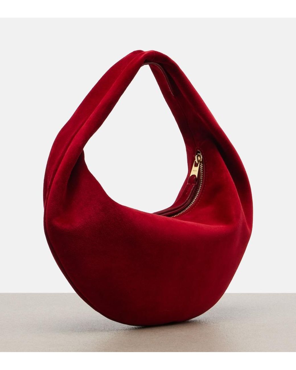 Khaite Red Olivia Mini Suede Top-Handle Bag
