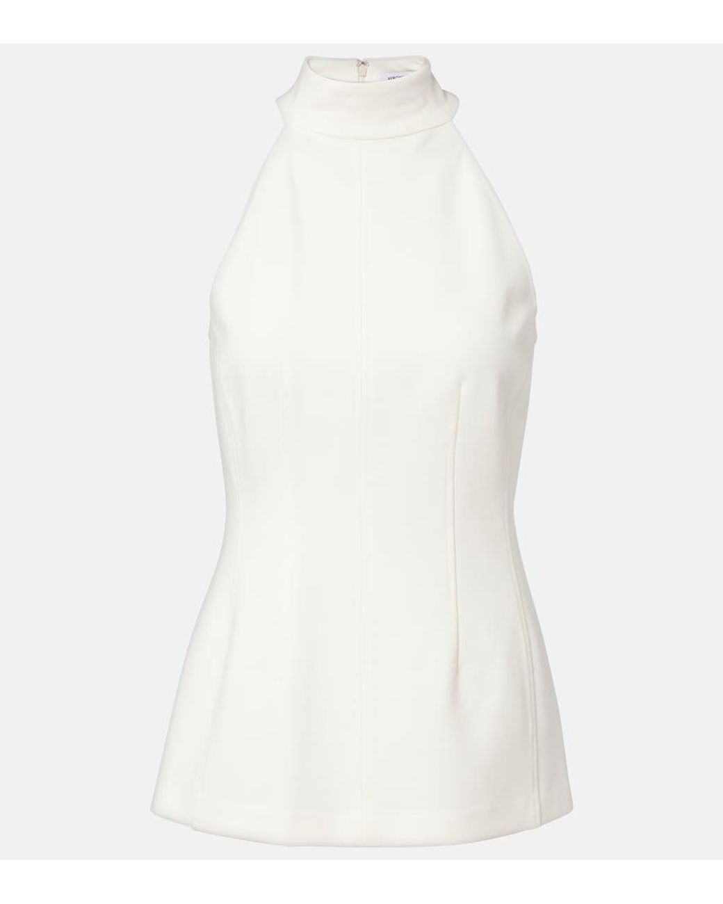 Veronica Beard White Johanne Halterneck Top