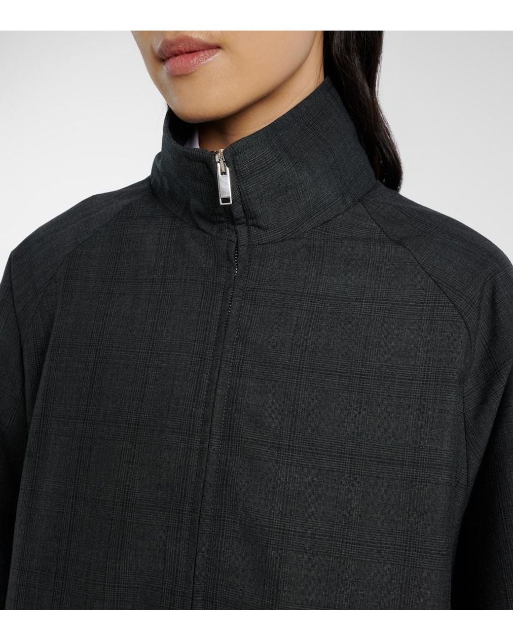 Frankie Shop Black Baxter Plaid Oversized Blouson Jacket