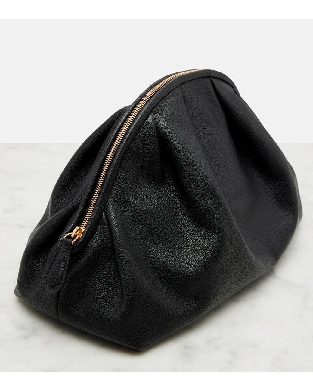 The Row Black Charlotte Small Leather Clutch