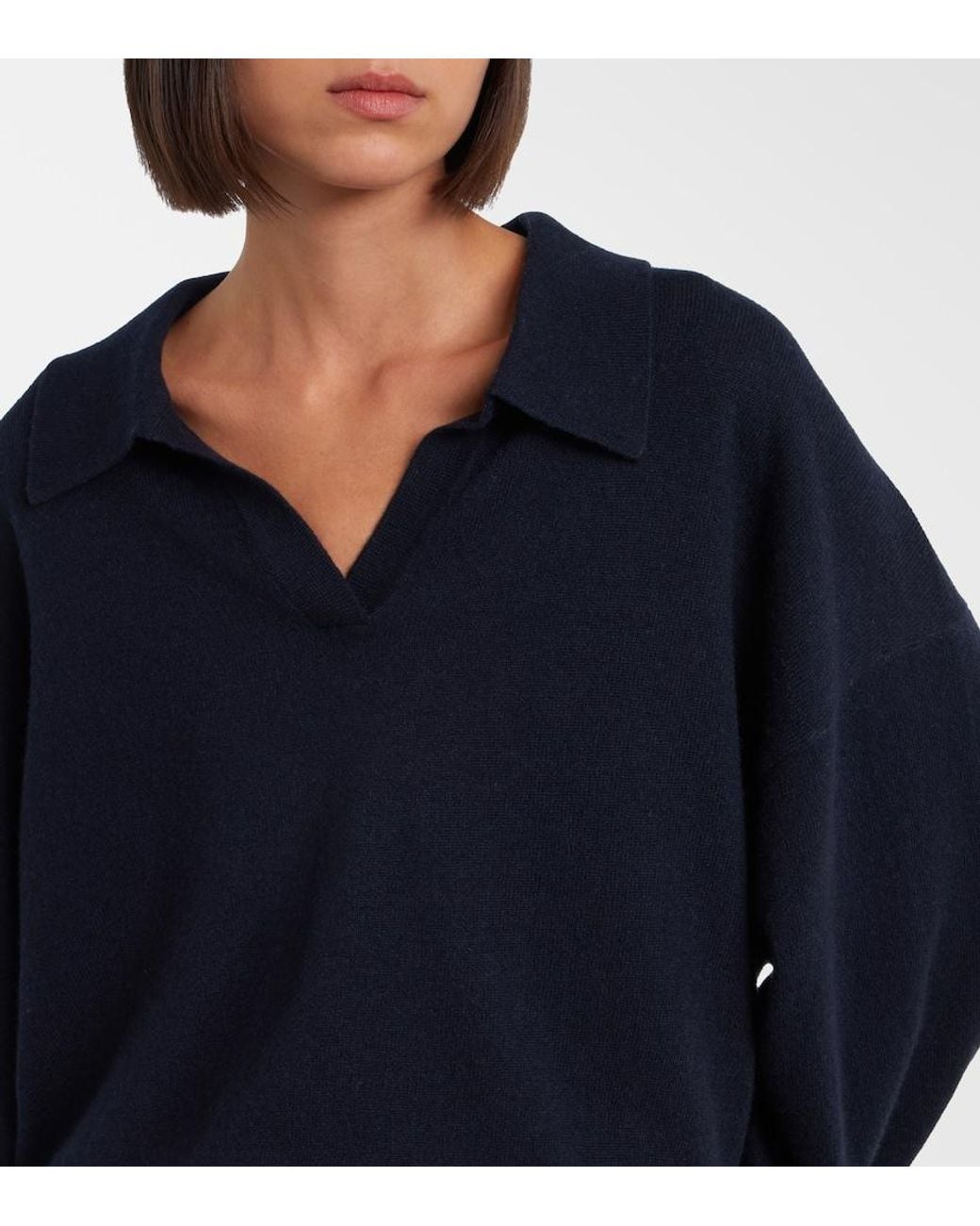 Lisa Yang Blue Katriel Cashmere Polo Sweater