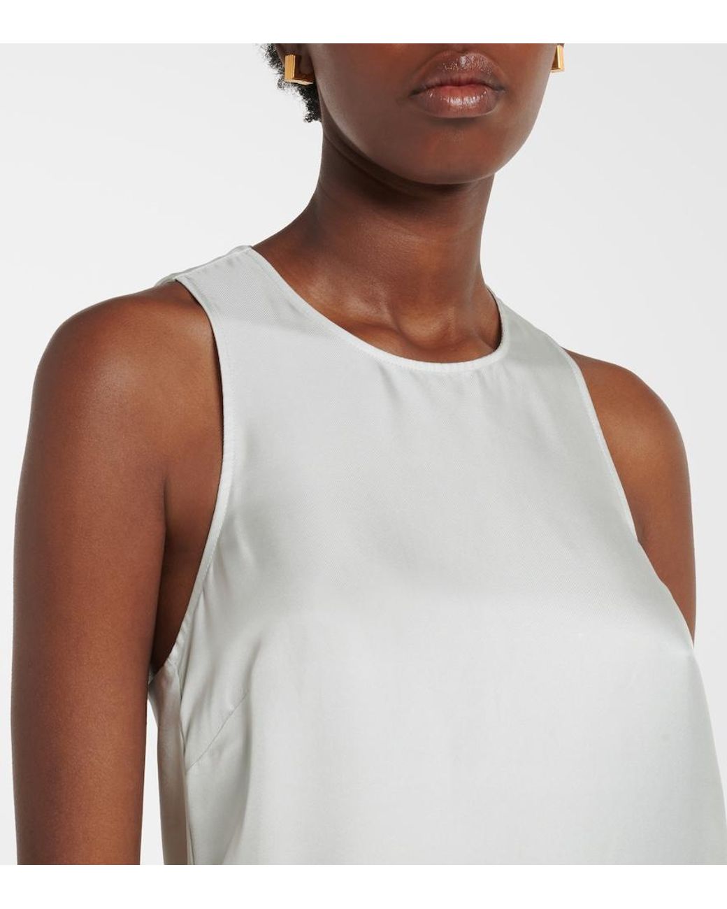Loulou de Saison White Paloma Silk Satin Maxi Dress