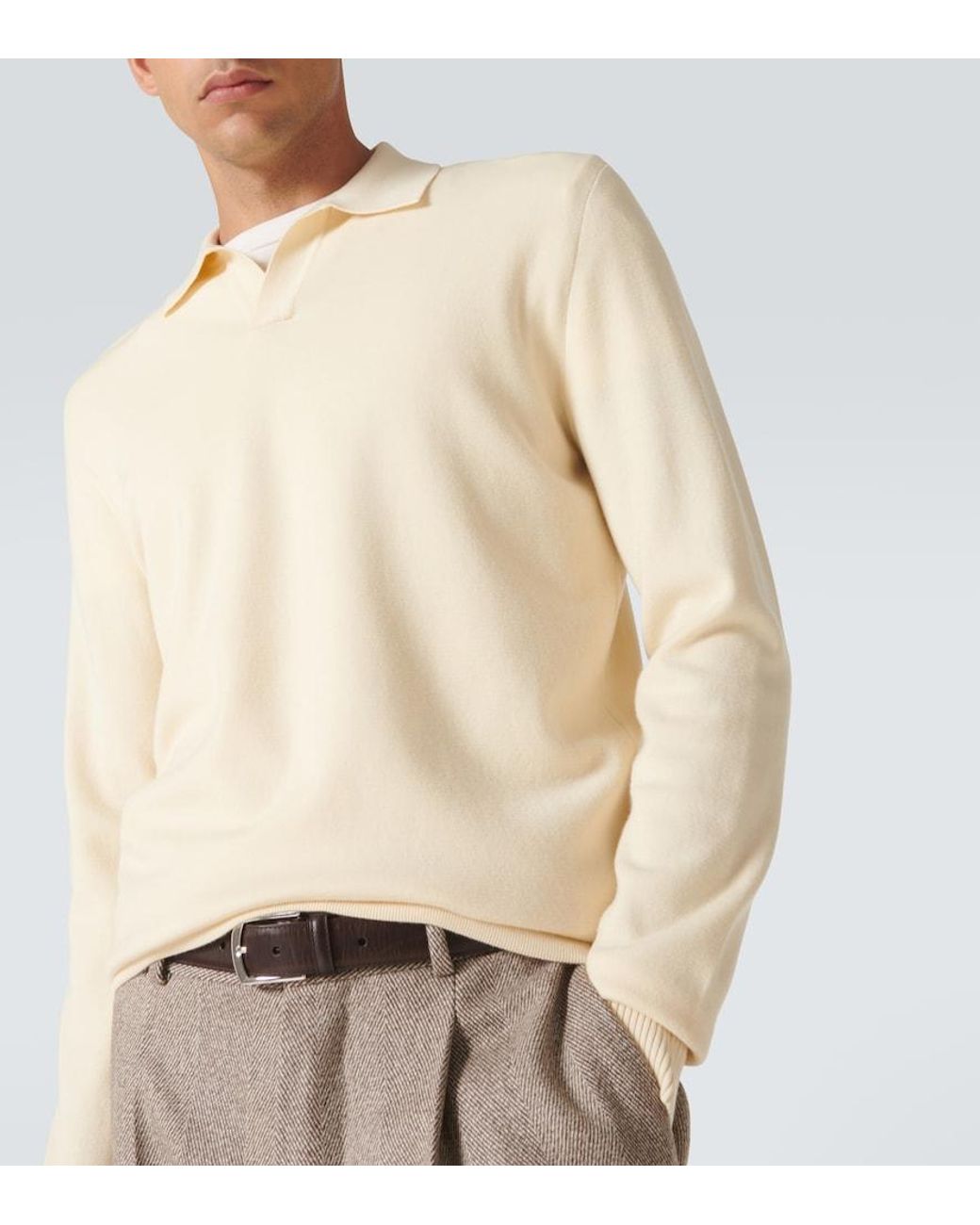 Loro Piana Natural Wool Polo Sweater for men