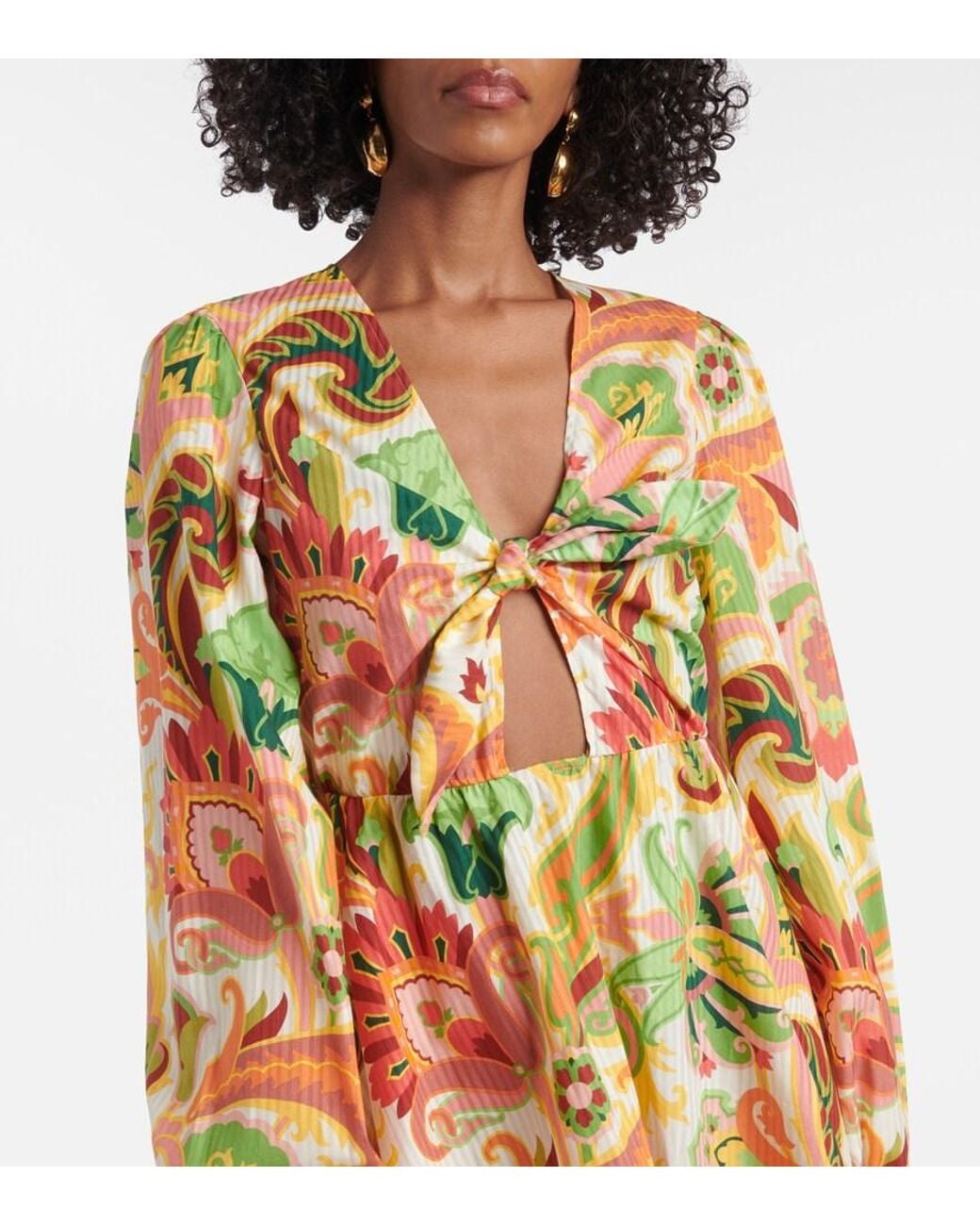 Etro Multicolor Floral Cotton And Silk Minidress