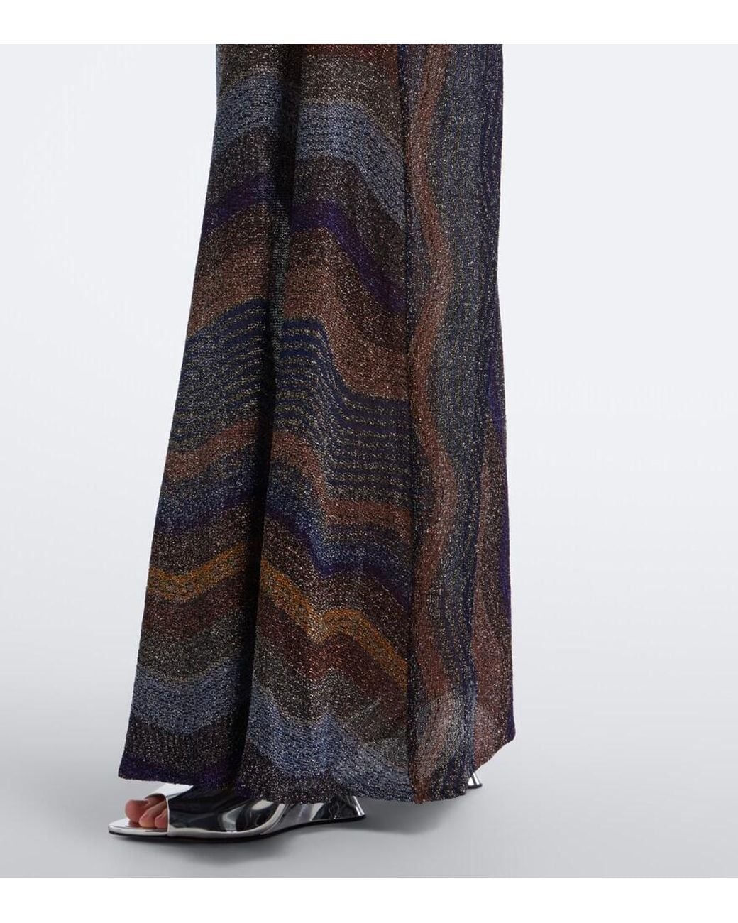 Missoni Black Draped Printed Lame Gown