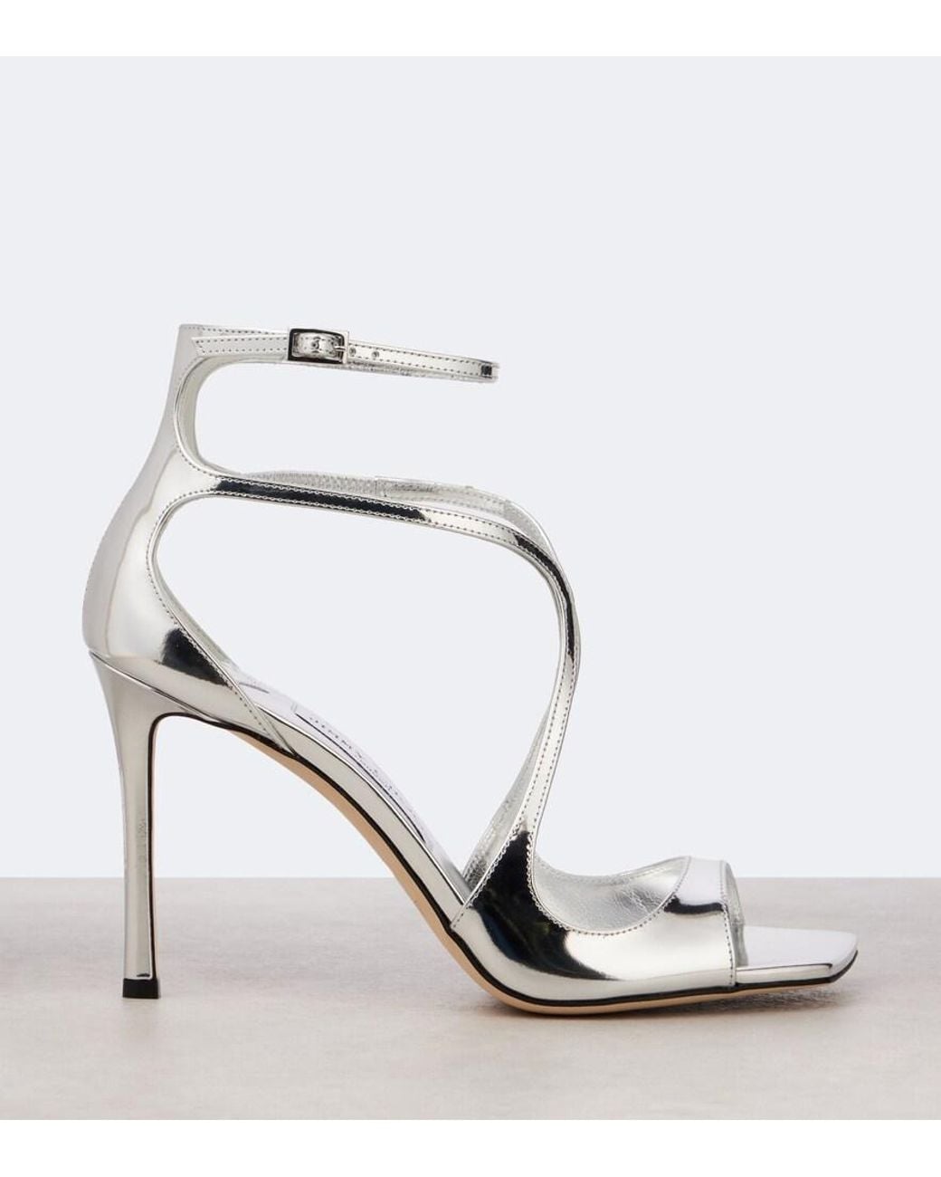 Jimmy Choo White Azia 95 Metallic Leather Sandals