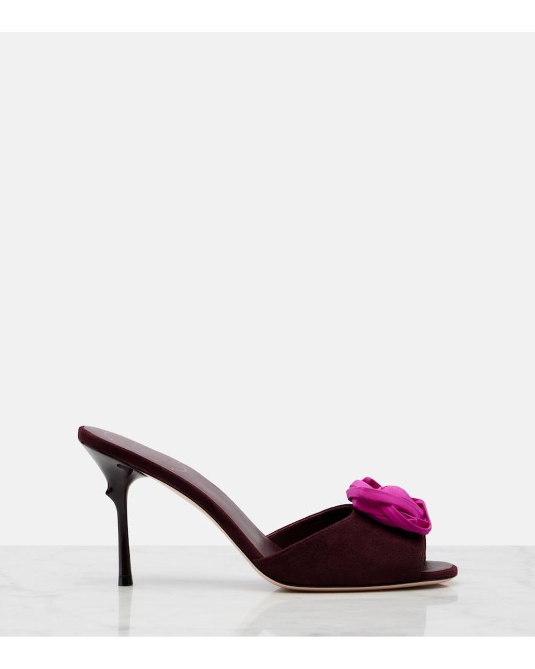 Roger Vivier Purple Rose Vivier Suede Mules