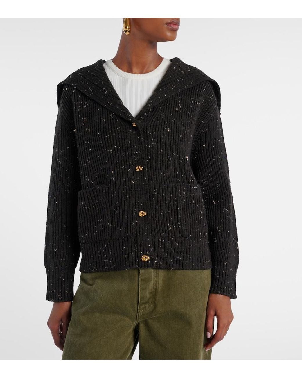 Bottega Veneta Black Ribbed-Knit Wool-Blend Cardigan