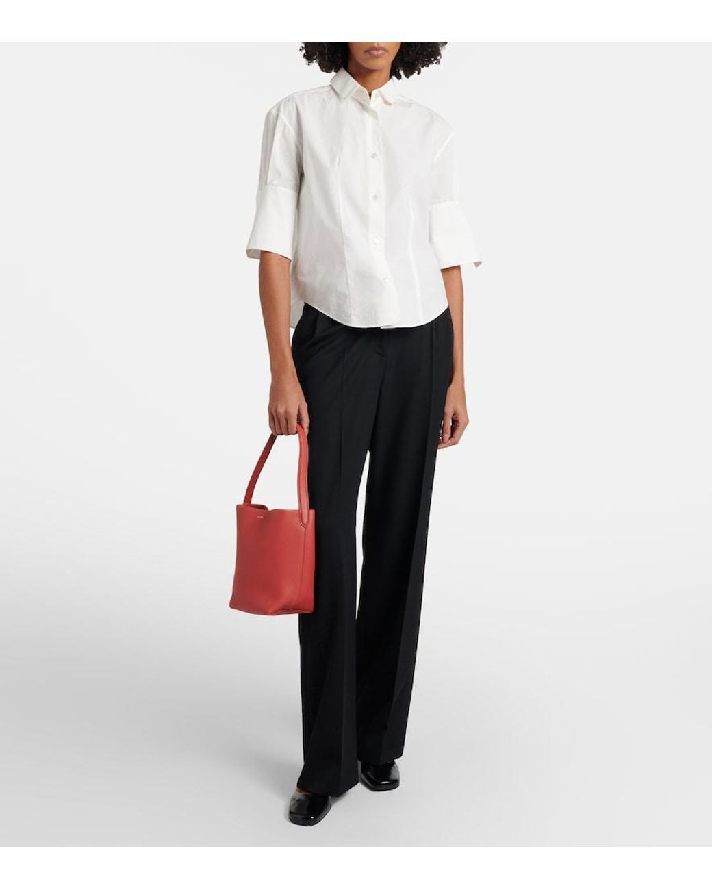 The Row Red Tote Bag N/S Park Small Aus Leder