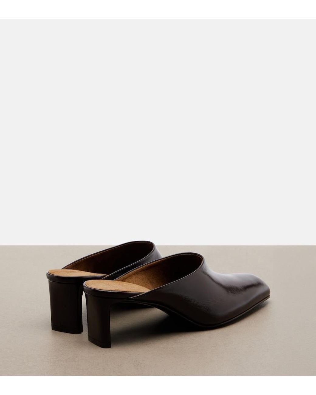 Khaite Brown Colt Leather Mules