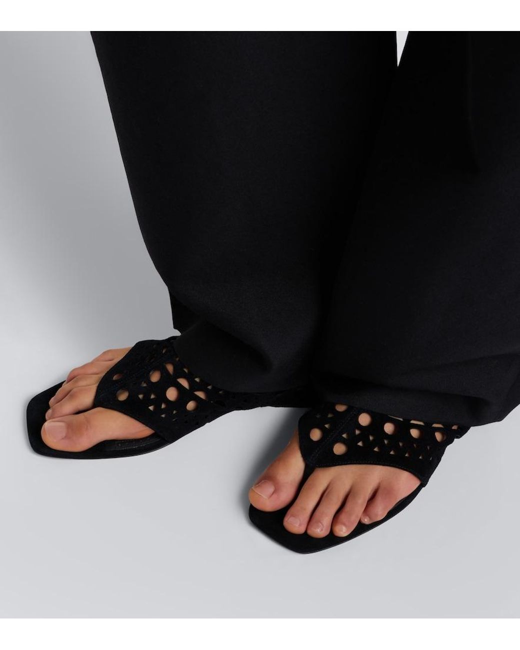 Alaïa Black Neo Vienne Suede Thong Sandals